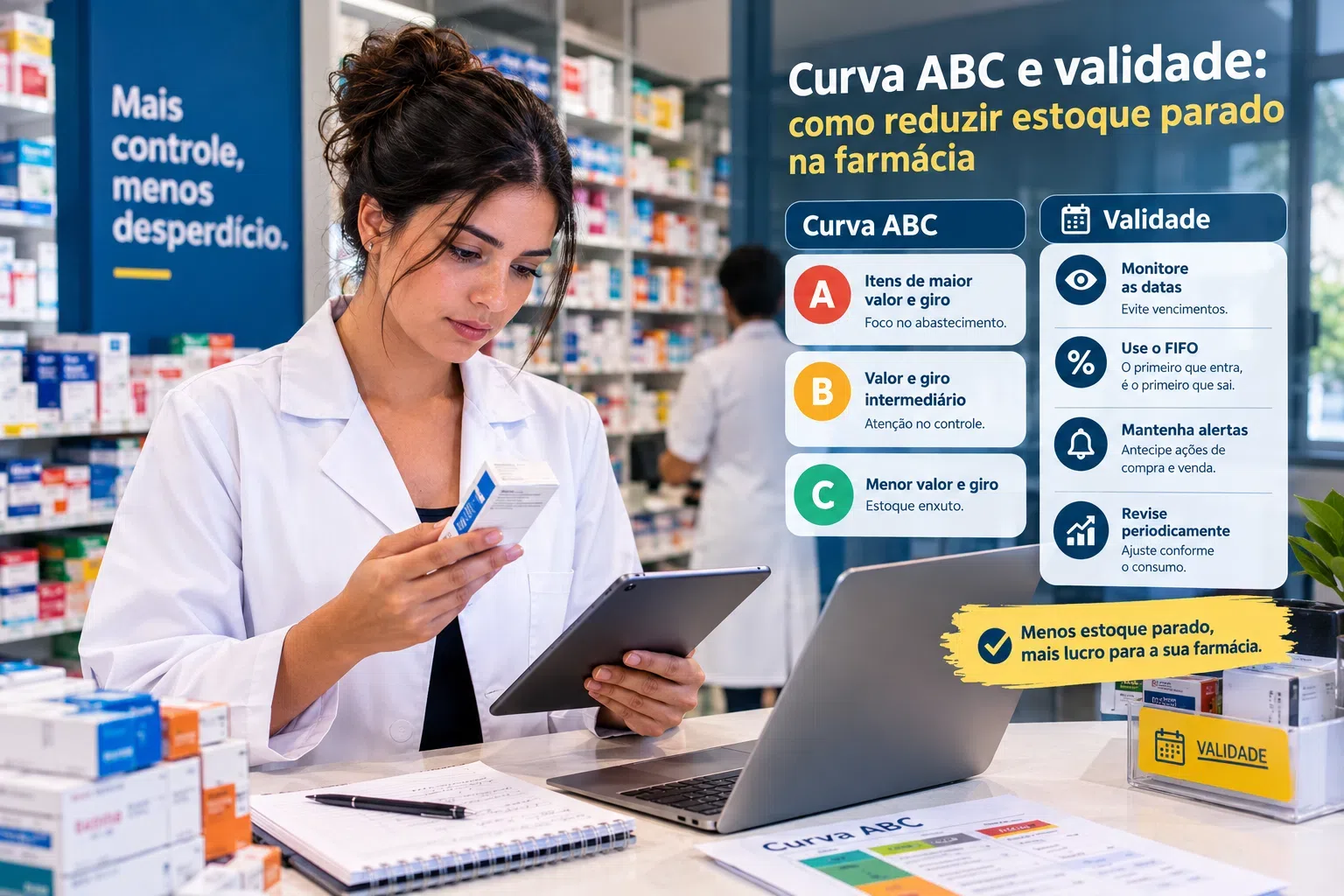 Curva ABC e validade: como reduzir estoque parado na farmácia